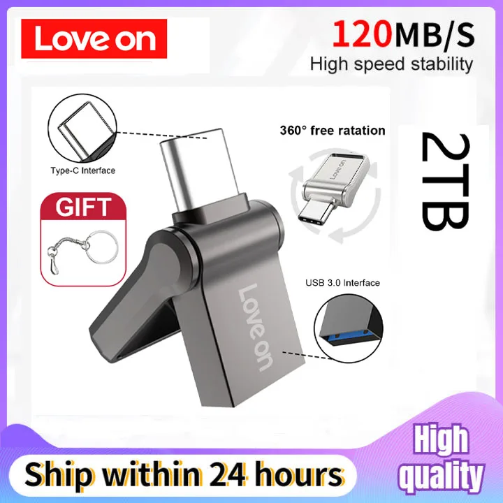 Clé USB 3.1 portable, disque U flash, 2 To, 1 To, interface de type C, 256 Go, 512 Go, téléphone portable, ordinateur, transmission mutuelle, 128G, stylo mémoire