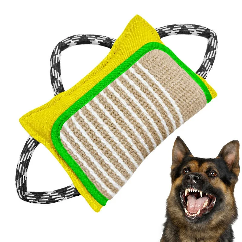 

Heavy-Duty Dog Bite Tug Toy-3-Handle Reinforced Jute Training Gear for Working Dogs, Durable Interactive Chew Toy Bulk Wholesale
