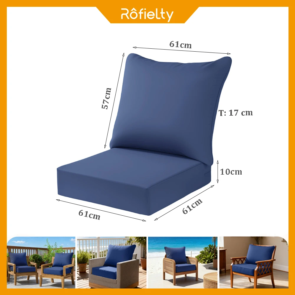 

Deep Seating Cushion Set Soft Thick Outdoor Patio Seat Back Cushion for Garden Lawn Rattan Chair Backyard Furniture Decoration