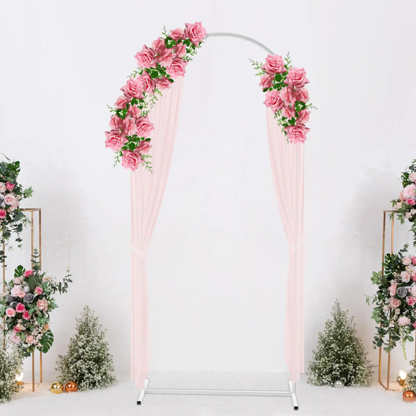 6FT White Wedding Arch Frame Iron Flower Plant Backdrop Stand Party Decoration