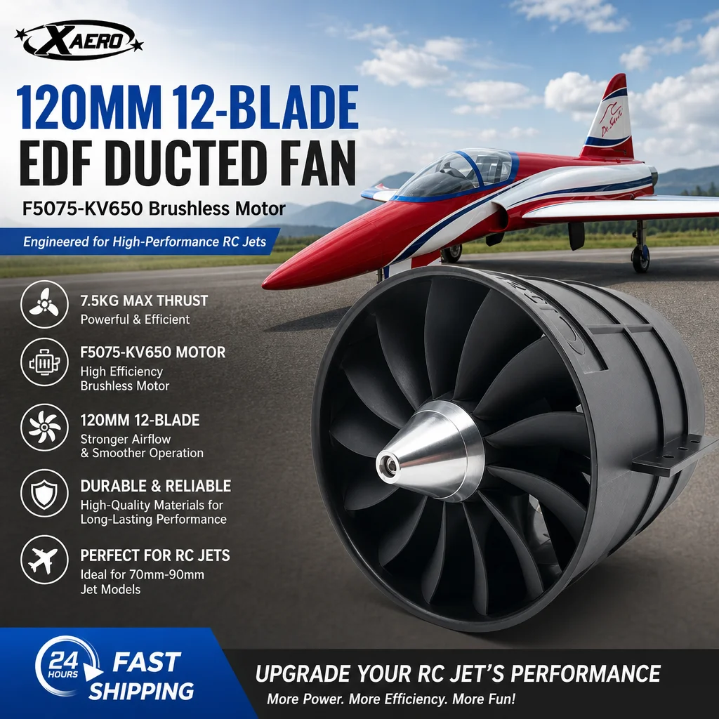 

120mm 12-Blade EDF Ducted Fan with F5075-KV650 Brushless Motor 7.5KG Thrust for RC Jet Aircraft Turbine