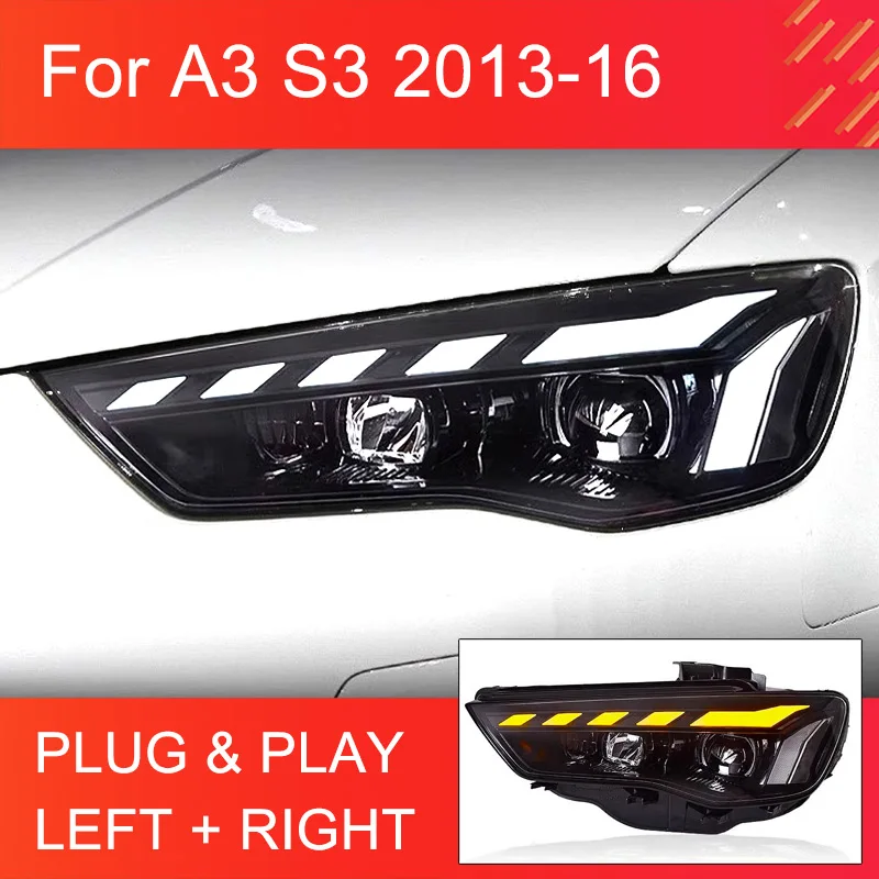 

One Pair LED Headlight Assembly for Audi A3 S3 2013-2016 Sedan Sportback Headlights Plug and Play LED Front Upgraged Headlights