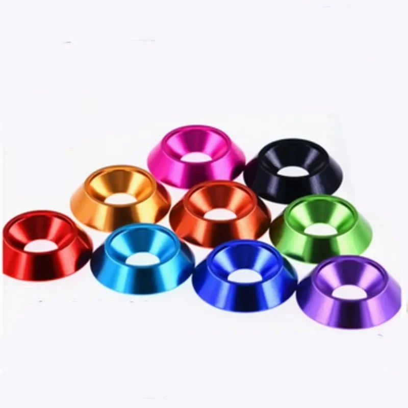 10pcs-50pcs M3 M4 M5 M6 M8 Aluminum colorful countersunk umbrella flat head  screw concave conical decorative groove washer