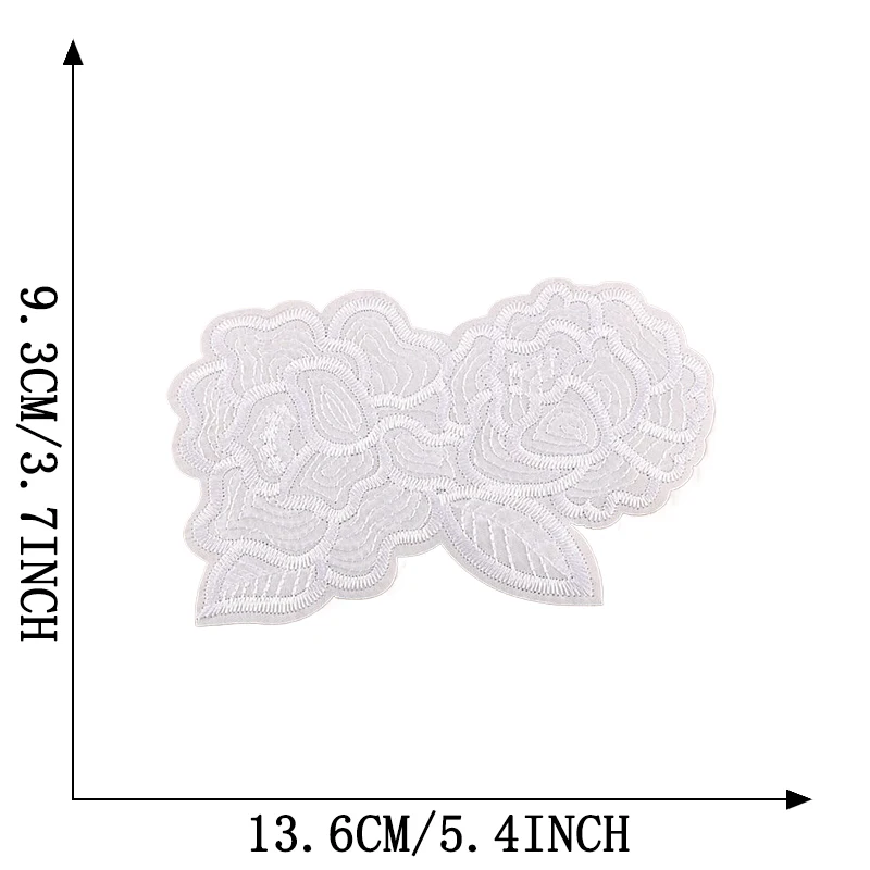 Weiße Blume große Größe kleines Eisen auf Patches für Kleidung bestickt Thermo collant DIY Naszywka Mochila nähen Aufkleber Parche Jacke – Detail 9