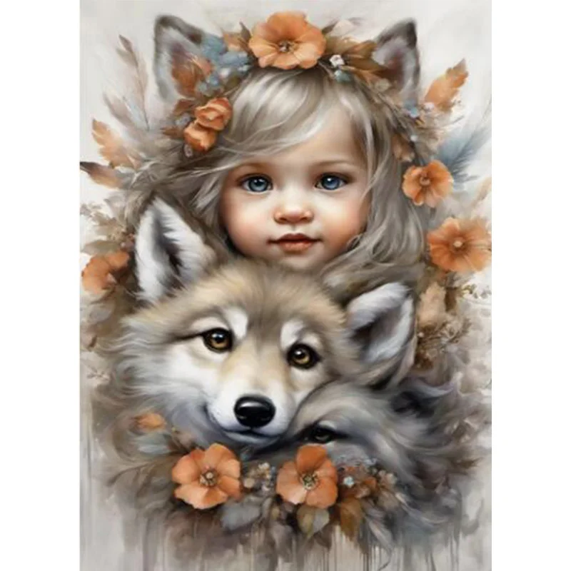 AB Diamant Kreuzstich Das Mädchen und der Wolf 5D DIY Diamant Stickerei Strass Malerei Diamant Malerei