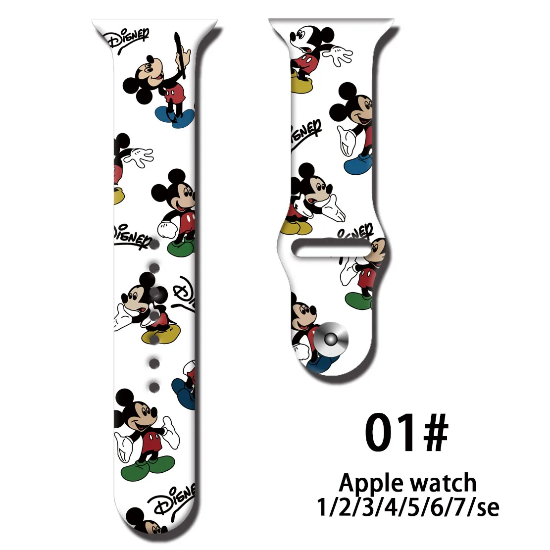 Disney Solo Loop Strap Watch Band 44mm 40mm 38mm 42mm Mickey Minnie Silicone bracelet iwatch 6 5 4 3 SE 7 45mm 41mm