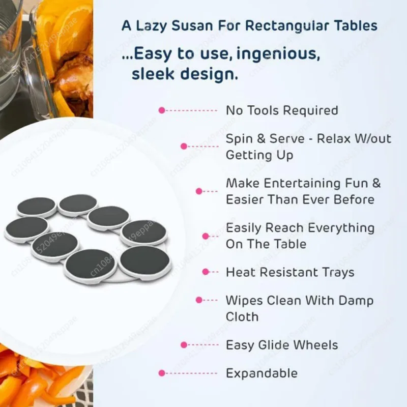 

Long Table Rotating Manual Turntable Adjustable Dinner Tray Household Party Desktop Rotating Plate Food Tray