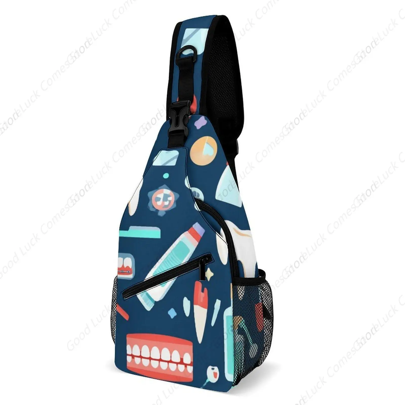 Lightweight Teeth Dental Seamless Pattern Fashion Sling Bag for Women Men, Unisex Multi-Functional Portable Crossbody Bag