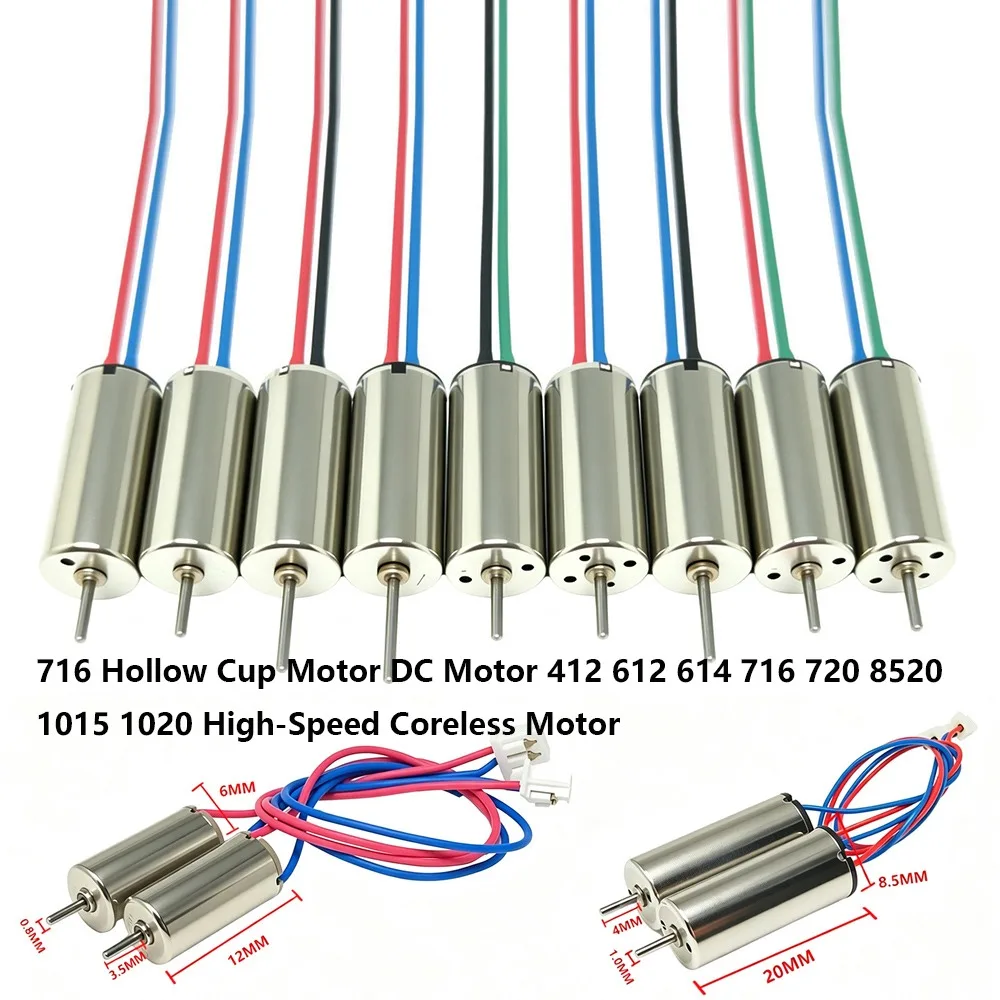 412 612 614 716 720 8520 1015 1020 DC Motor Multistyles Metal High-Speed Coreless Motor 3-3.7VDC Motor