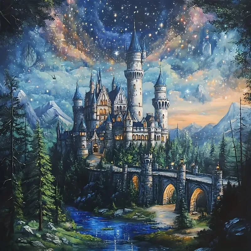 

Magic Forest Castle 500 PCS Jigsaw Puzzles Challenging Family Activity Games for Gameroom Bedroom Livingroom Gift
