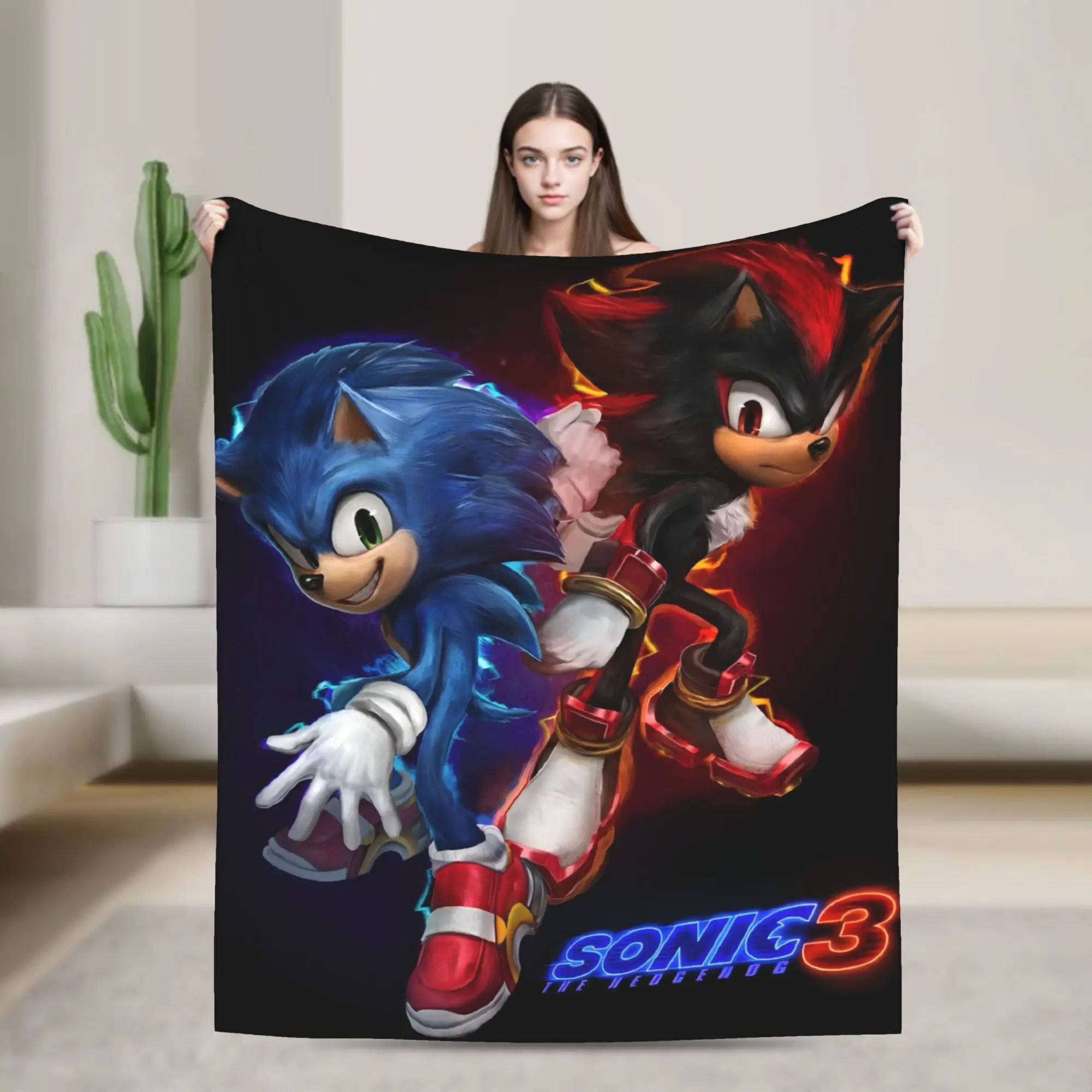 Hedgehog Shadow Knitted Blankets Flannel  Super Warm Throw Blankets for Outdoor Travel Bedspread