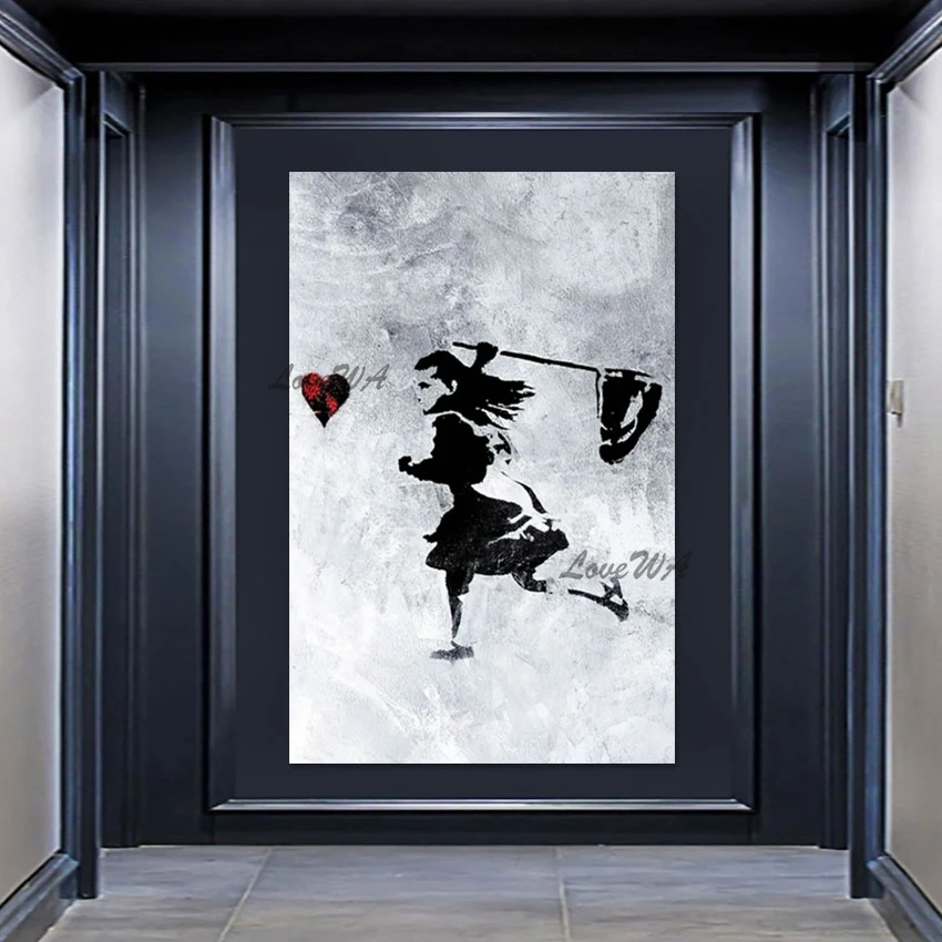 

Black And White Little Girl Oil Paintings For Living Room Home Decoration Items Handpainted Modern Art Canvas Wall Pictures