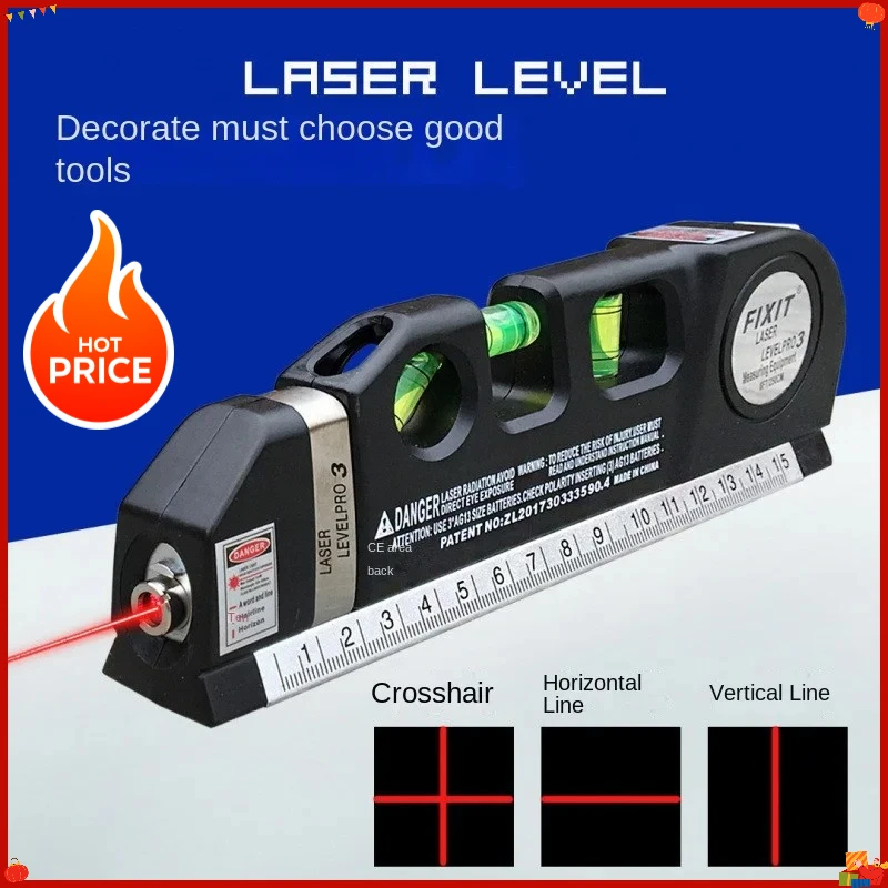 2026 Best-Selling 8-Foot (2.5-Meter) Standard Measuring Tape with High-Precision Linear Laser Level Tool in Metric Scale