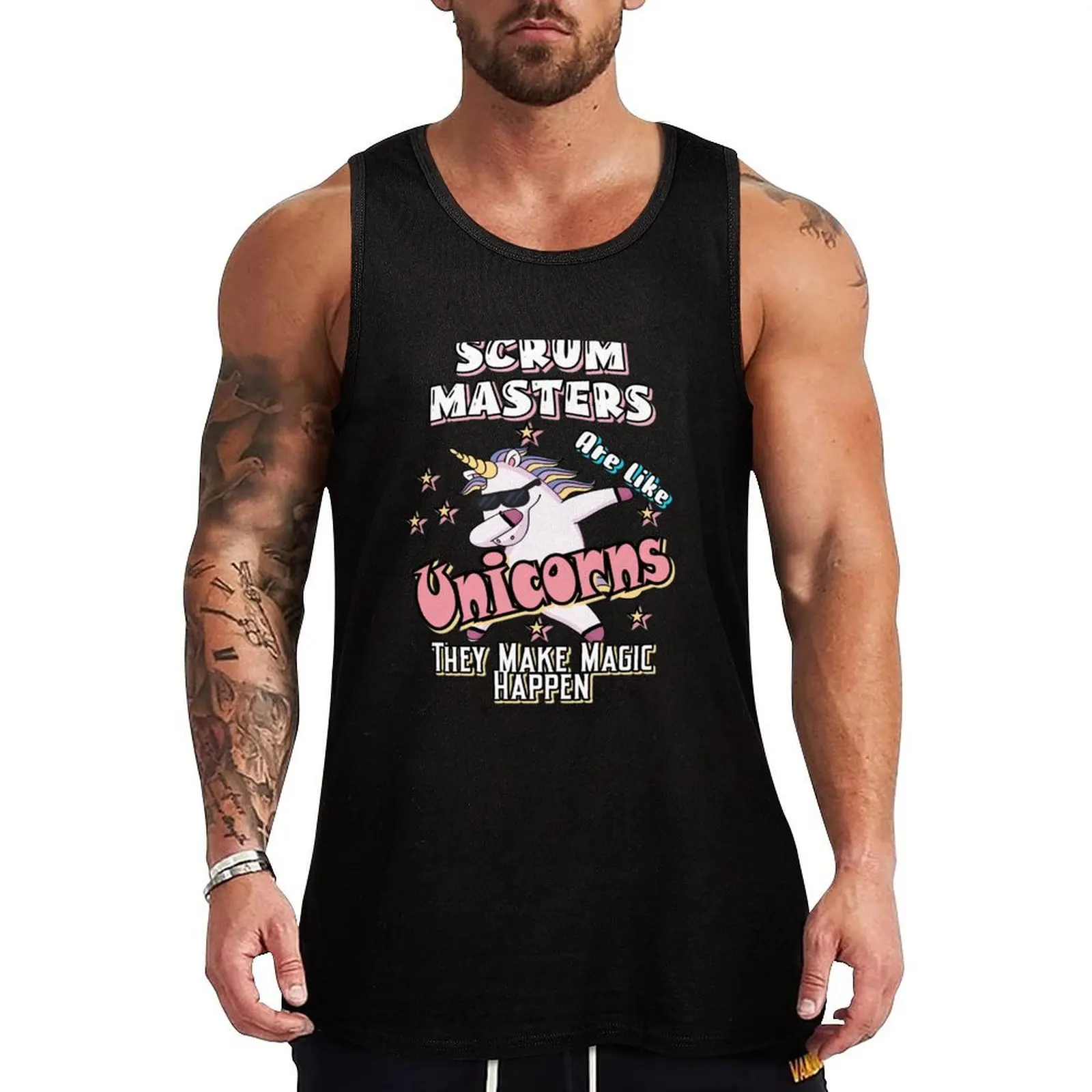Scrum Master Make Magic Happen Tank Top, débardeur à imprimé abstrait, débardeur décontracté à motifs sans manches