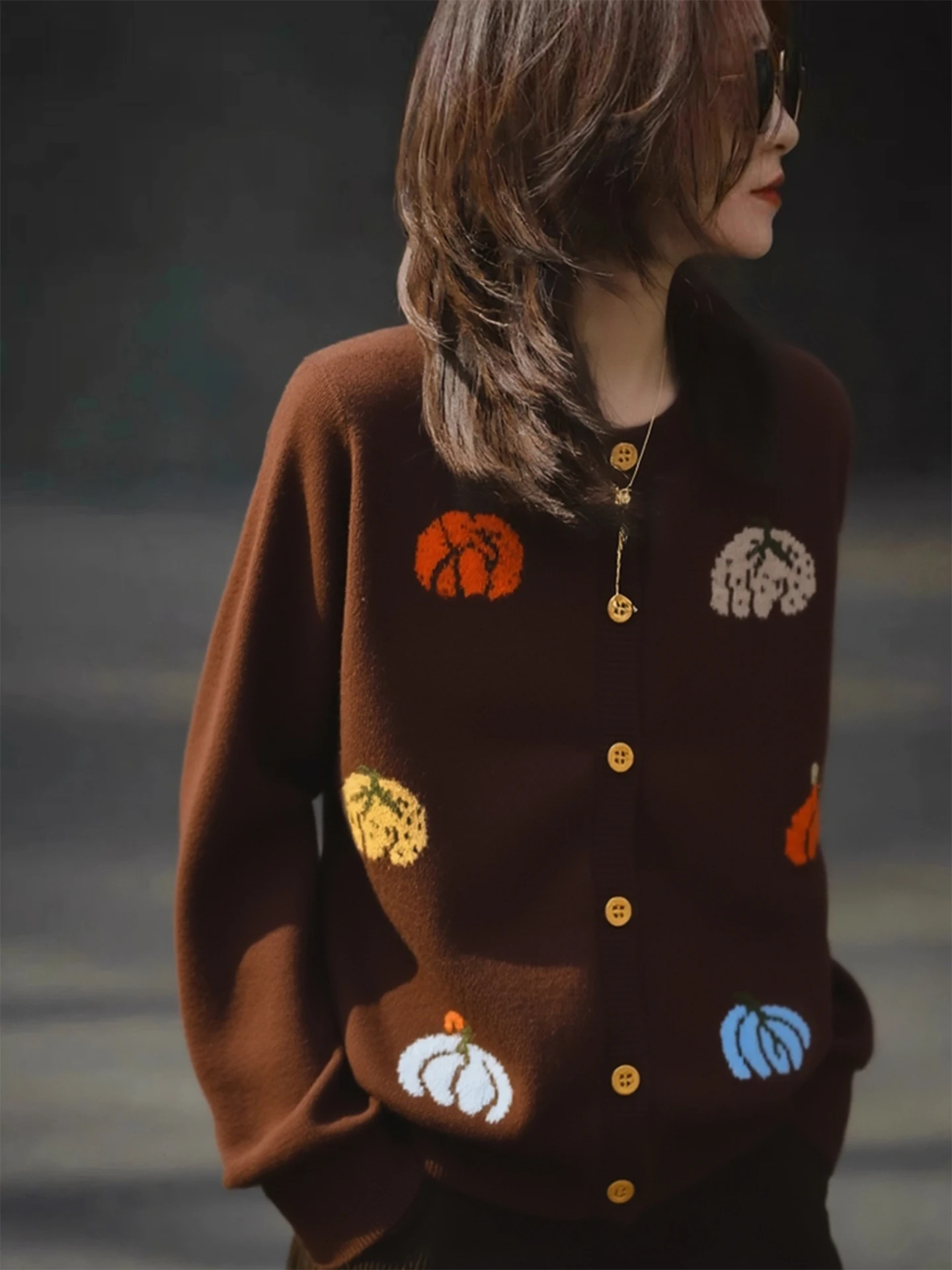 

Ele Long Sve round Ne Knitted Sweater Soft Cozy Single Button Faionable Versatile Top Winter Commute Korean Sle