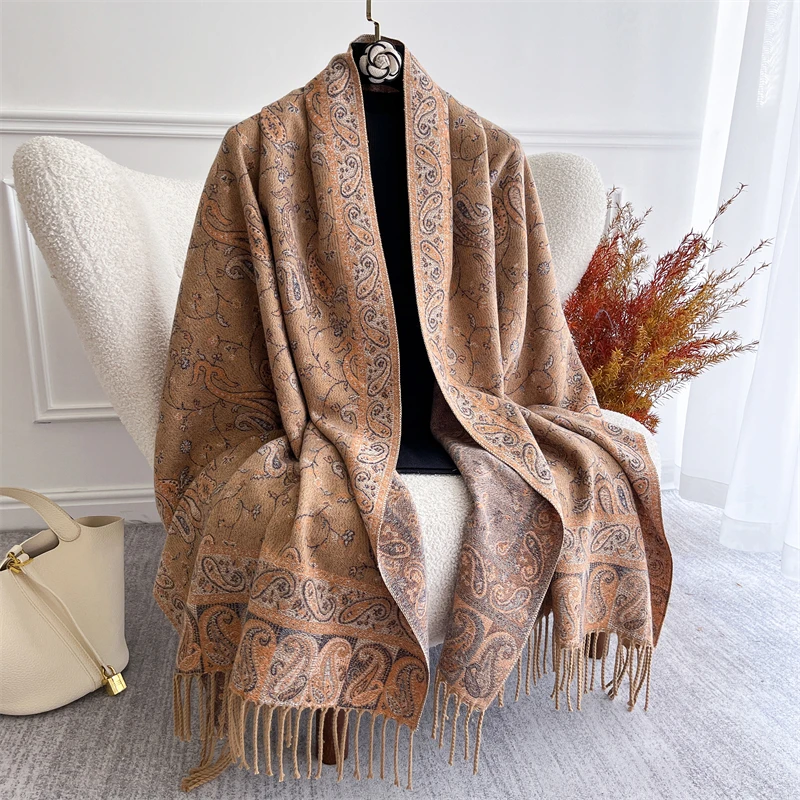 Luxury Brand Autumn Cashmere Shawl Women Wrap Warm Winter Jacquard Pashmina Scarves Design Print Female Foulard Stoles Scarf