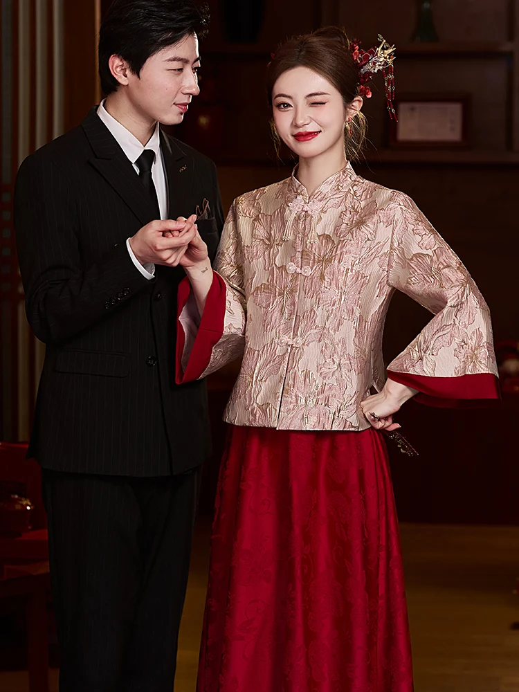 

Новое китайское свадебное платье для беременных 2025 года, красное свадебное платье Xiuwei для невесты, для помолвки и церемоний