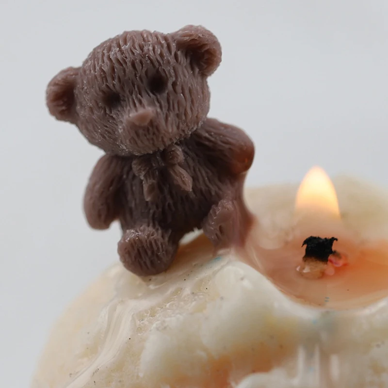 1 piece, new knitted teddy bear silicone mold, sugar flipping baking chocolate decoration cartoon teddy bear mold