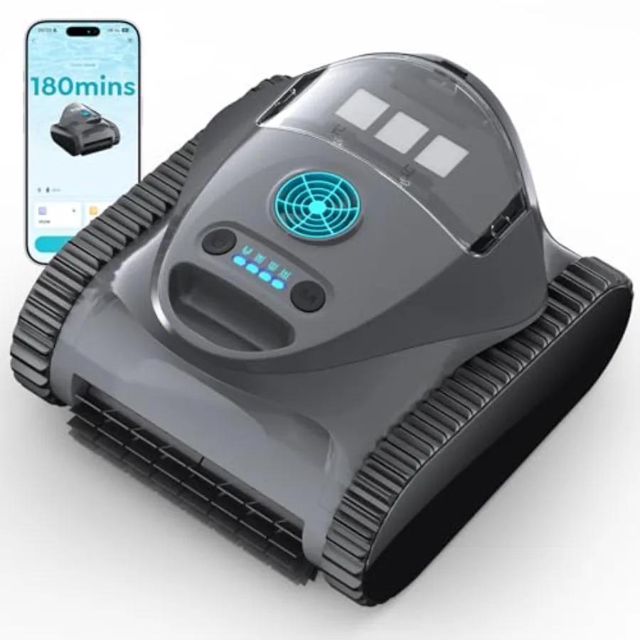 

Inground pool cleaner robot: cordless C1 model, ABS plastic body, blue color, 180-min runtime, triple-motor suction, wall water