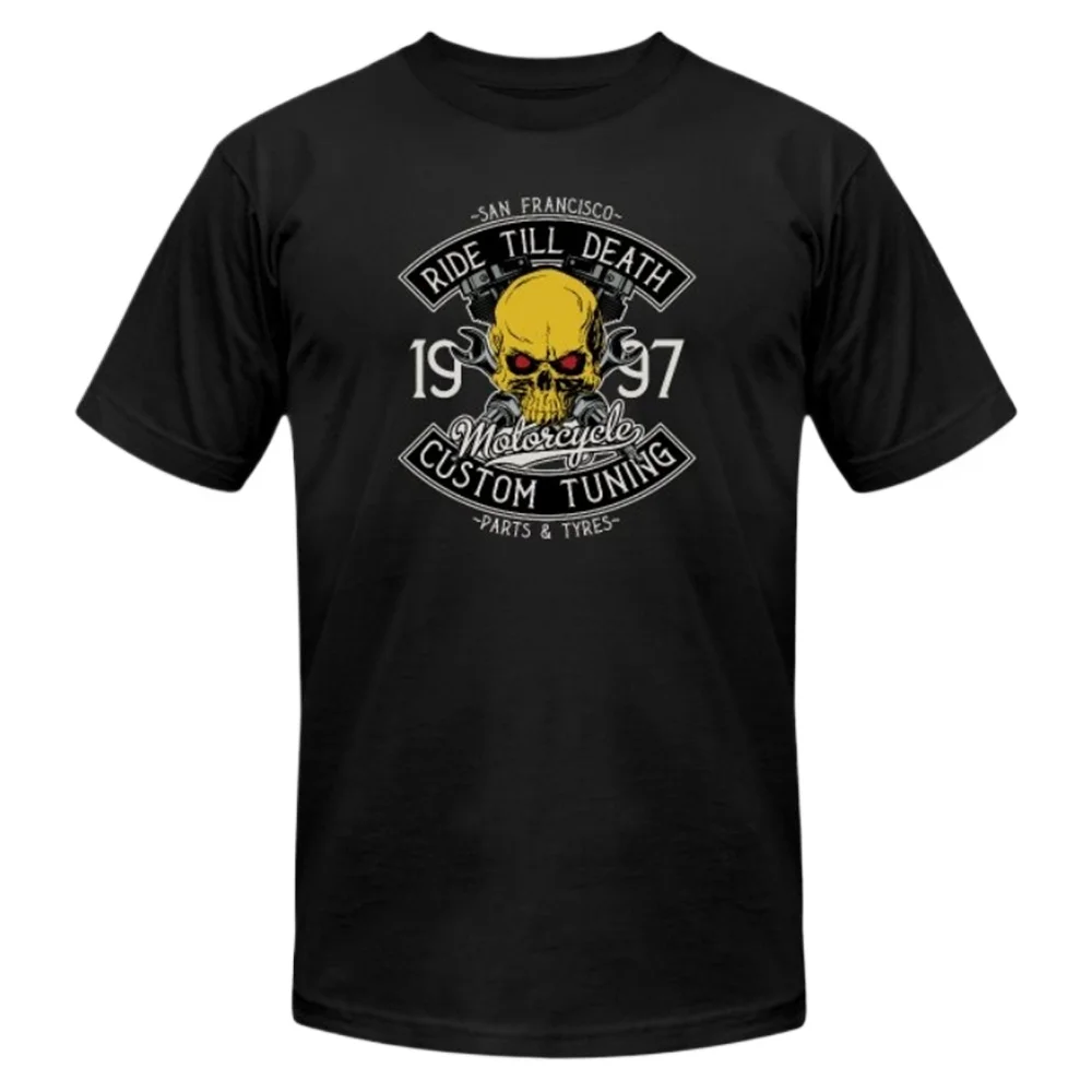 Ride Till Death Custom Tuning Vintage Garage Motorcycle T-Shirt 100% Cotton O-Neck Short Sleeve Summer Casual Mens T-shirt