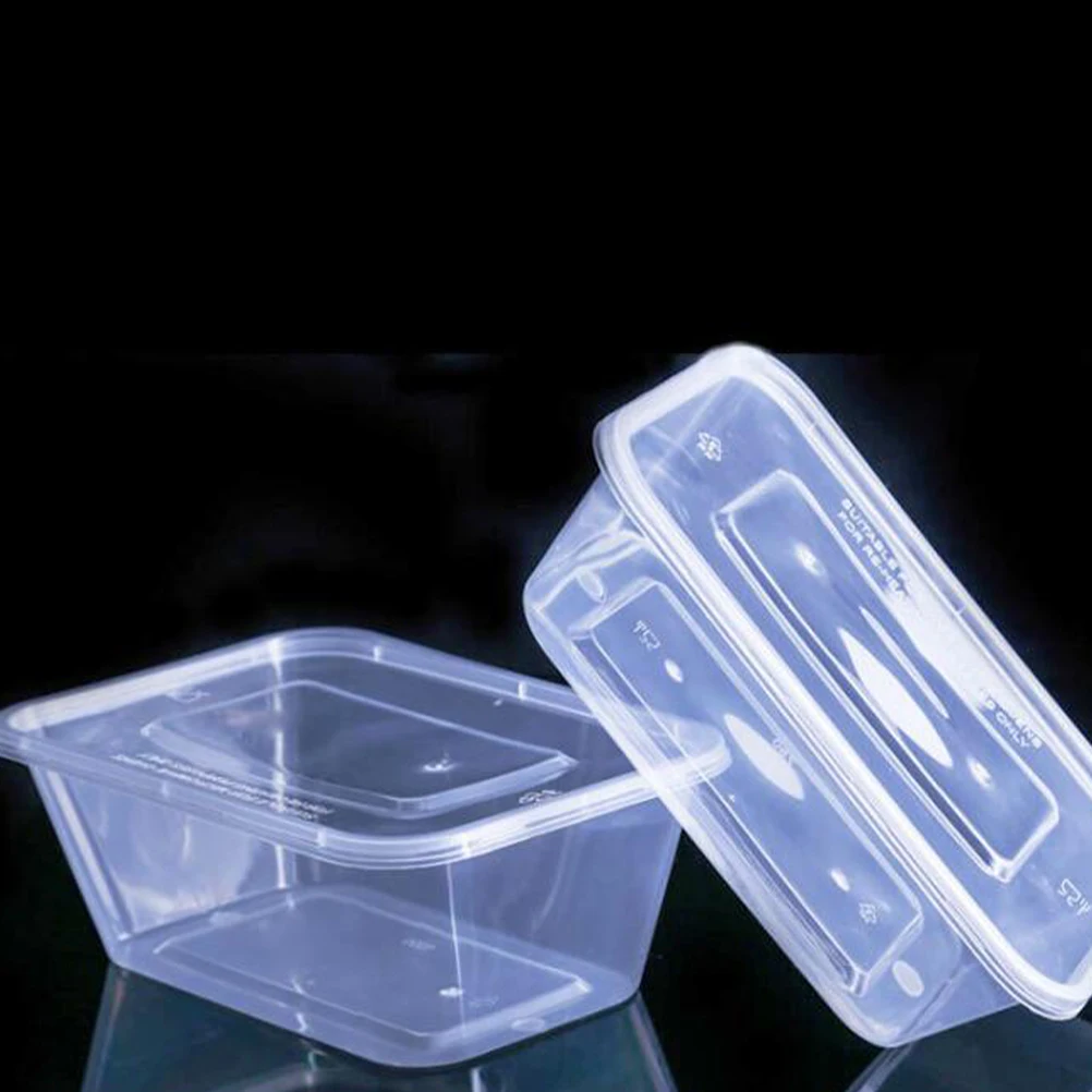

50pcs Disposable Lunch Boxes Take Out Containers Packing Fruit Eco Friendly Heat Resistant Food Storage Transparent Boxes For