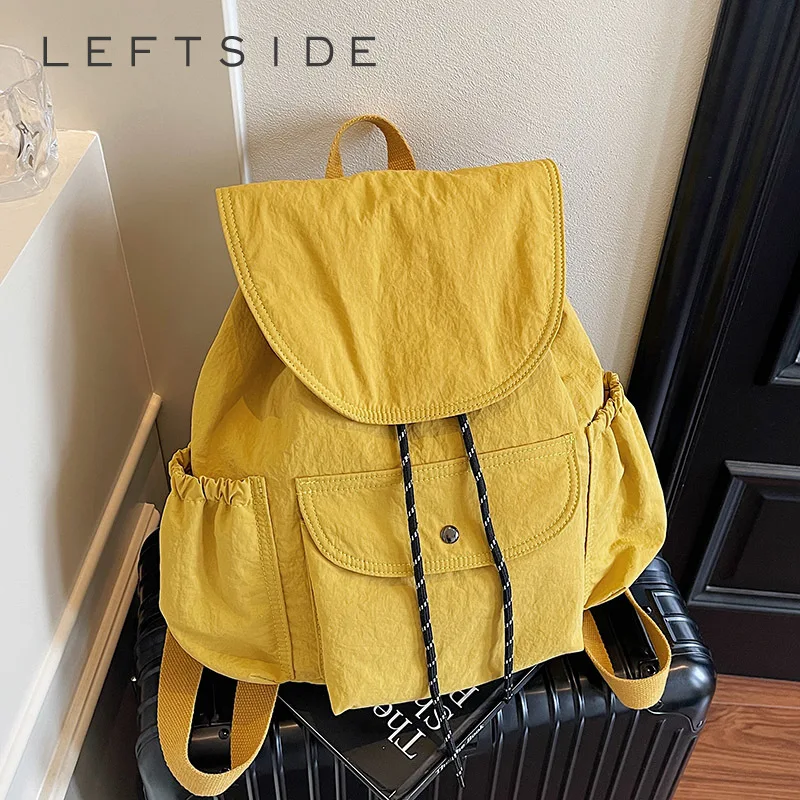

Левая сторона, женские рюкзаки из мягкой ткани, новинка 2024, дорожный повседневный стильный рюкзак, школьная сумка для девочек, простой однотонный рюкзак