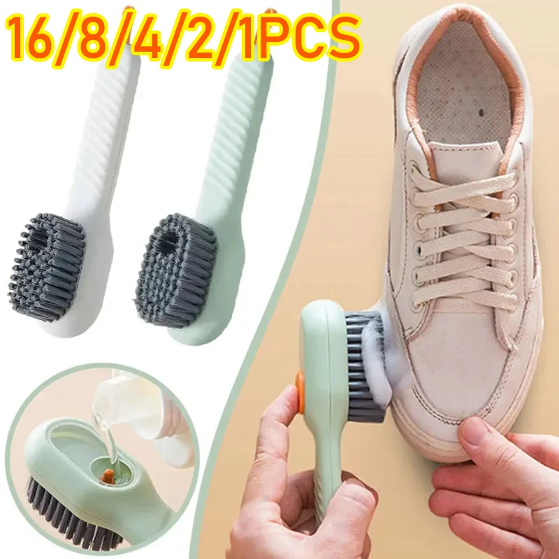 16-1PCS Multifunction Cleaning Shoe Brush Soft Automatic Liquid Shoe Brush Long Handle Clothes Soap Brush With Hook Clean Tool