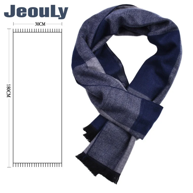 European and American Plaid Cashmere-like Men's Scarf Tassel Thickened Warm Yarn-Dyed Winter Scarf Men's Foreign Trade Wholesale