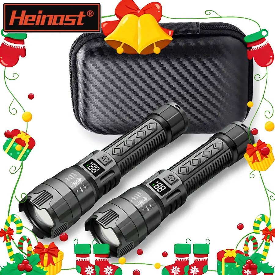 Portable Telescopic Zoom ABS Flashlight 3 Lighting Modes Rechargeable Waterproof Torch With Power Display For Outdoor Emergency