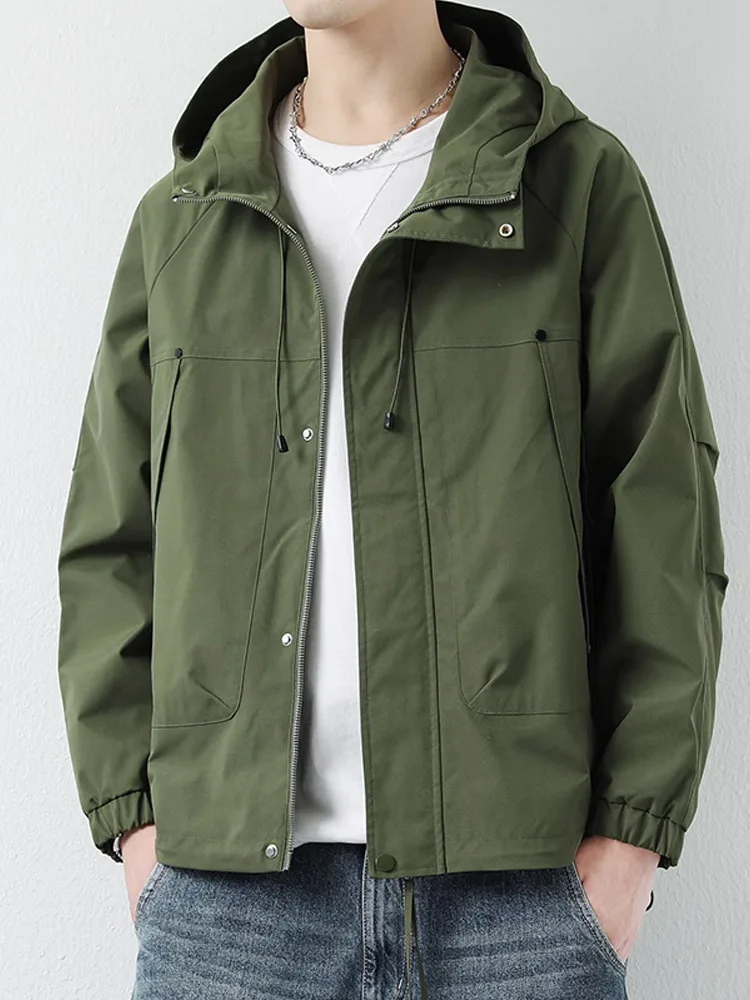 

Military een Men's Jaet Hooded Outdoor Windproof Waterproof Spring Autumn Sle Youth ular Stand Fit Zipper Closure