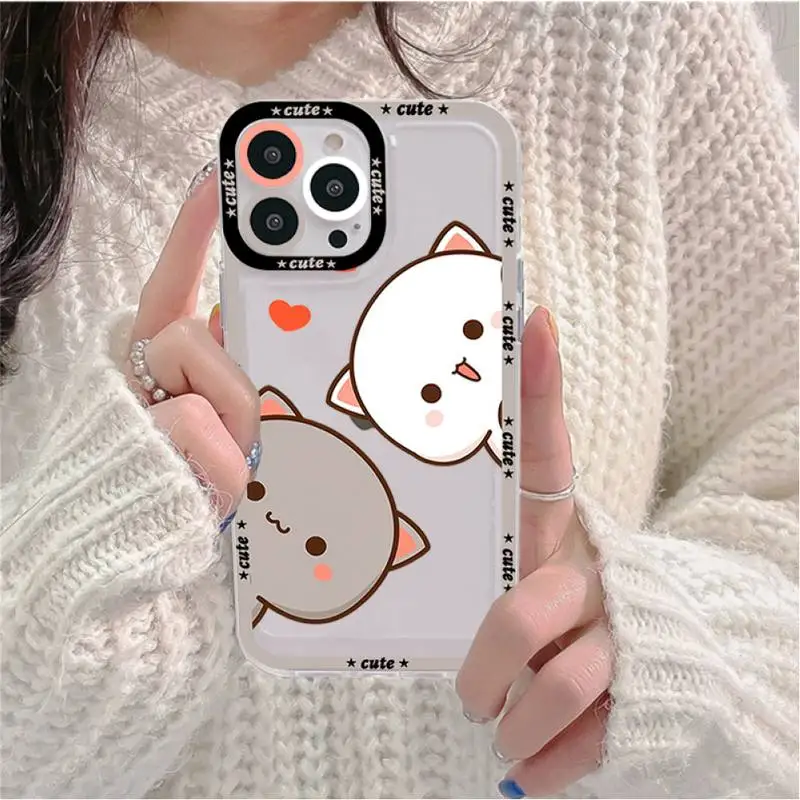 Fun Cartoon Peach Mochi Cat Phone Case for iPhone 11 12 13 Mini Pro Max 14 Pro Max Case shell