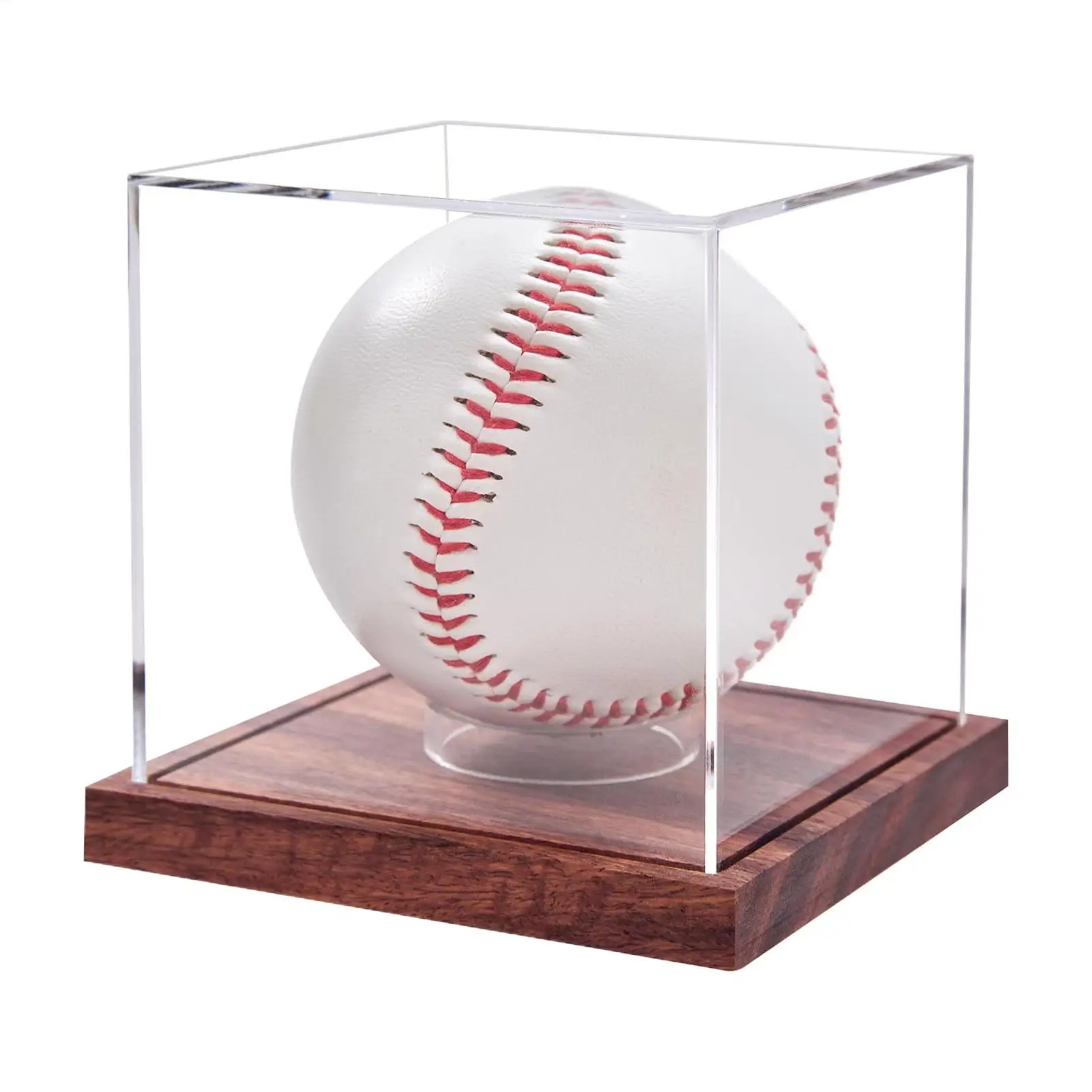 Quality Acrylic Baseball Box Display Golf Tennis Ball Transparent Case For Souvenir Storage Box with Wooden Base for Tennis