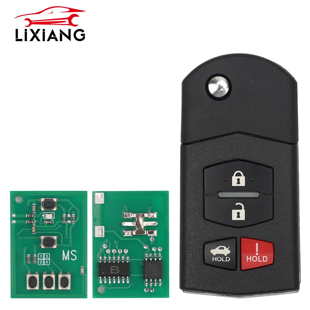 LIXIANG Flip Remote Car Key 315Mhz 4 d63 Chip per Mazda 2 3 5 6 8 CX-7 CX-9 MX-5 muslimah SKE125-01 Fob 3 4 pulsanti