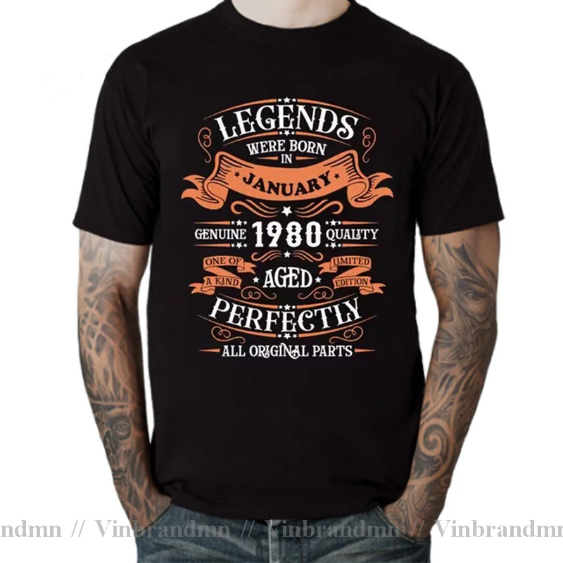 Legends Born in 1980 Aged Perfectly November September October December January Febuary March April May June July August T Shirt