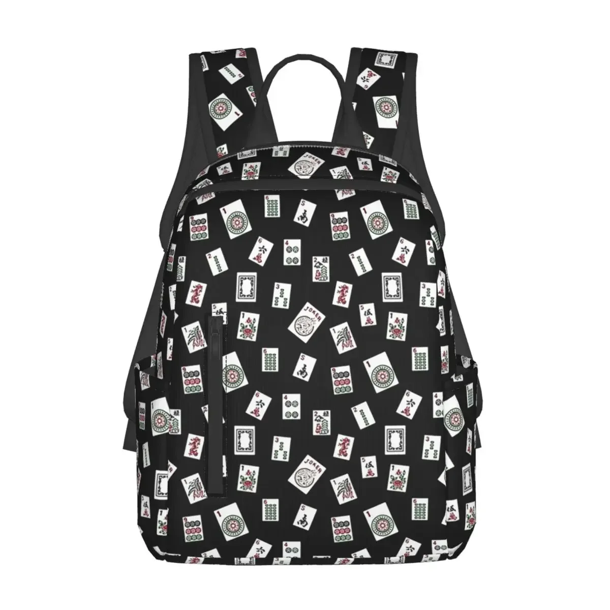 

Black Mahjong Backpack Daypack Large Capacity Boys Girls BookBag School Bag Shoulder Bags for Men Women
