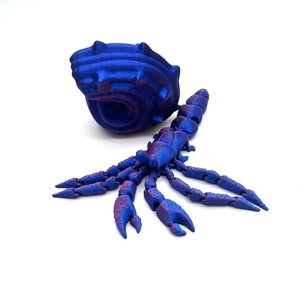 Removable 3D Printed Hermit Crab Conch Shell Simulation 3D Printed Paguroidea 12/16cm Flexible 3D Articulated Crab Toys