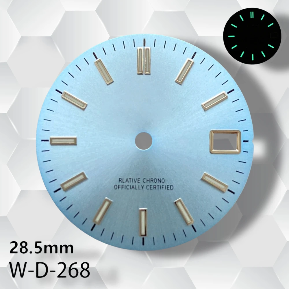 28.5mm S Logo Dial Suitable for NH35/NH36/7S/4R Japanese Movement Green Luminous High-Quality Watch Modification Accessories