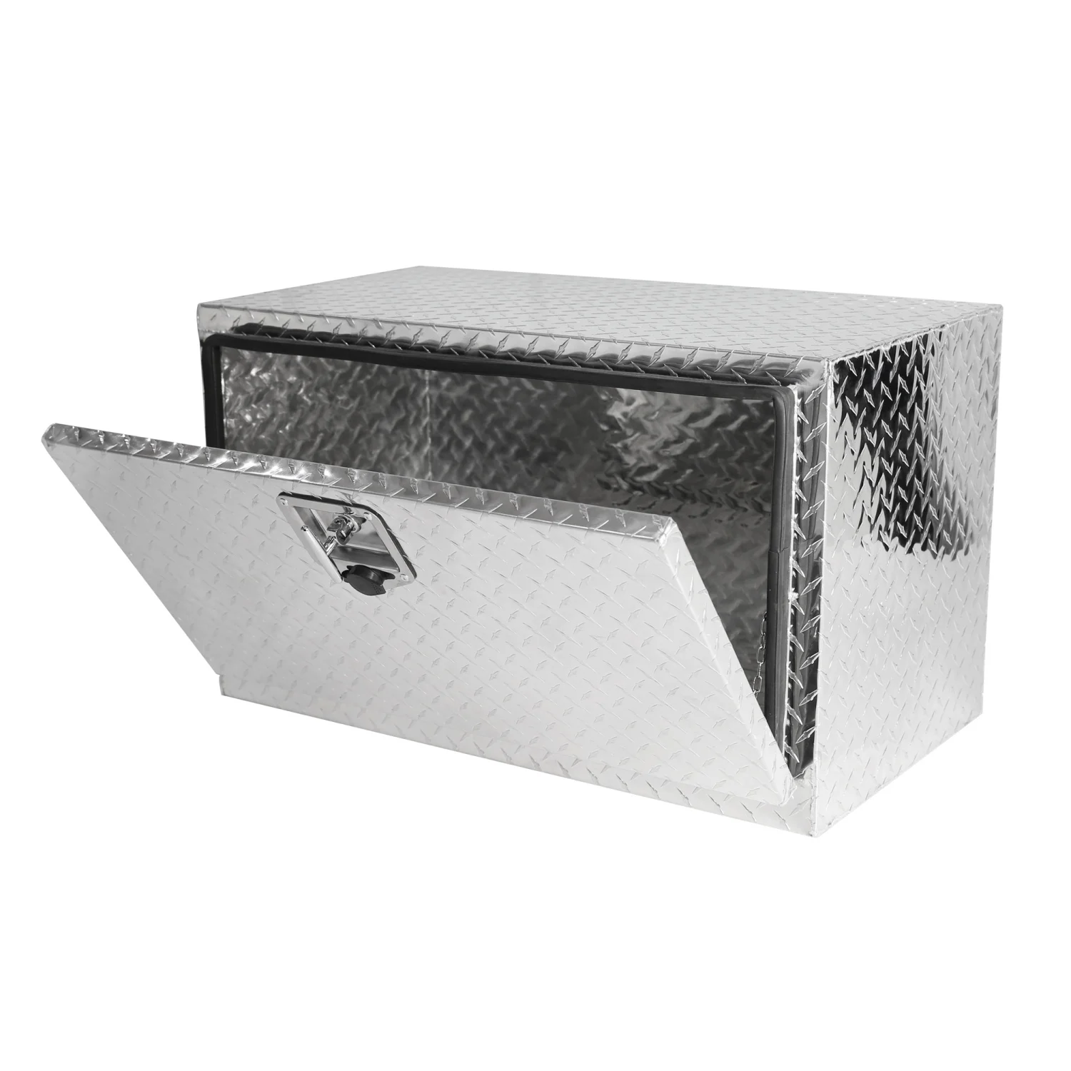 

30 Inch Aluminum Stripes Plated Tool Box Pick Up Truck Bed RV Trailer Toolbox Waterproof Square Storage Organizer with Lock and