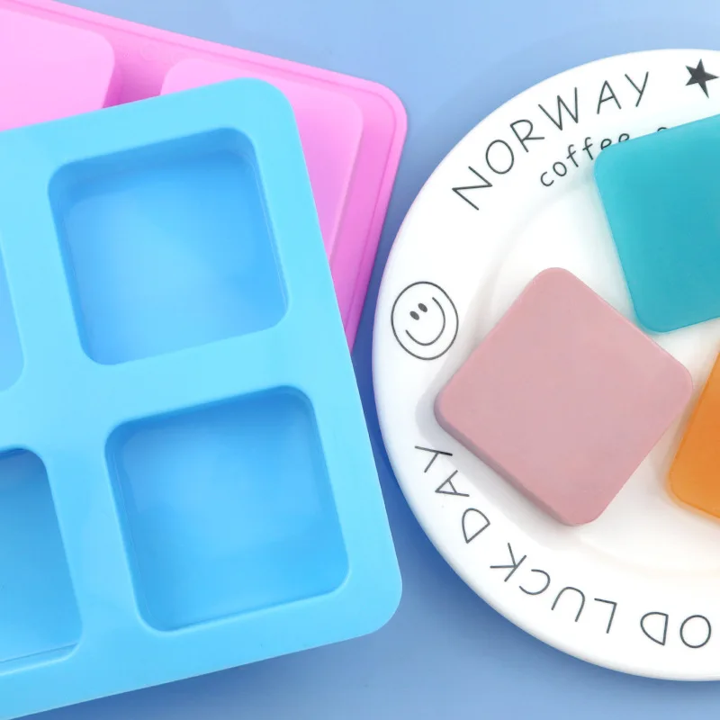 Wholesale 4-cavity Square Soap Silicone Mold, Handmade Soap Mould, Cold Process Aromatherapy Rice Cake Molds 158