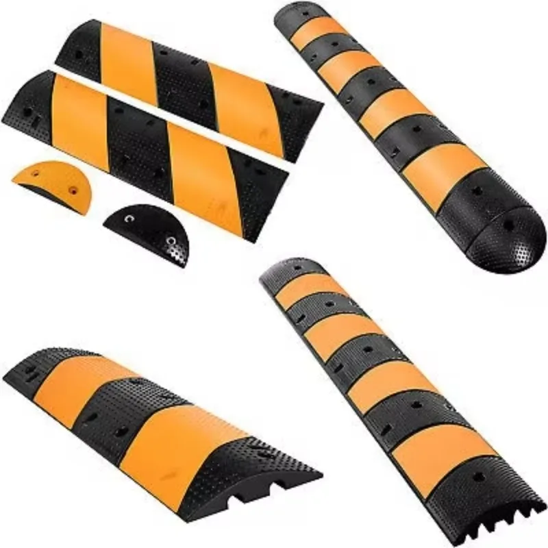 Hot Sale Product Durable Rubber 6 Feet Reflective Road Speed Hump - Yellow-Black Road Speed Bumps for Traffic Safety