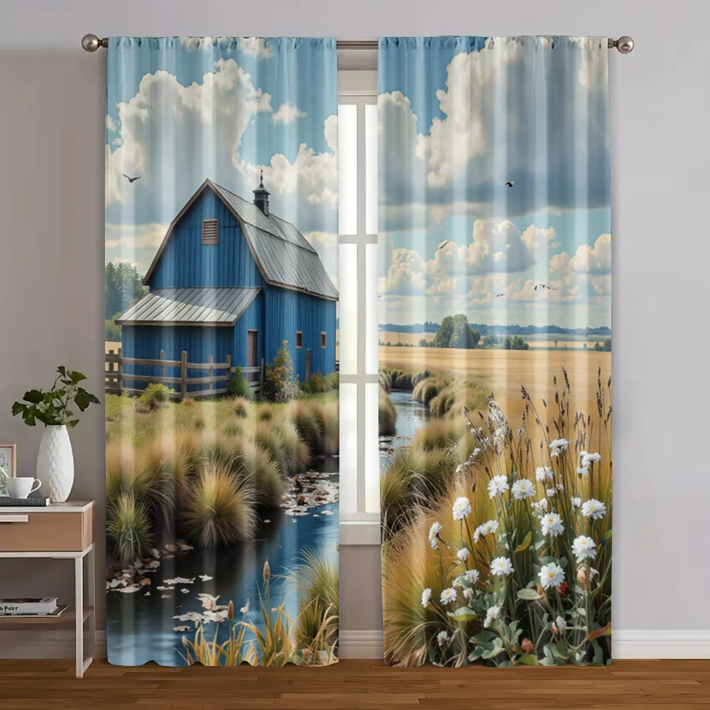 

2pcs, Minimalist Curtains Rustic 100% Polyester (without rod) Art Deco Festive Perfect for Room, Kitchen, Study, Bedroom, Living