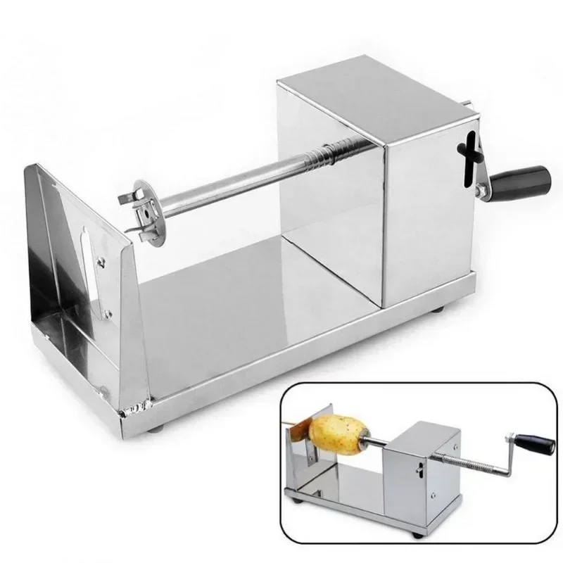 New stainless steel vegetable tools manual tornado stainless steel spiral potato slicer chip cutting machine kitchen tools