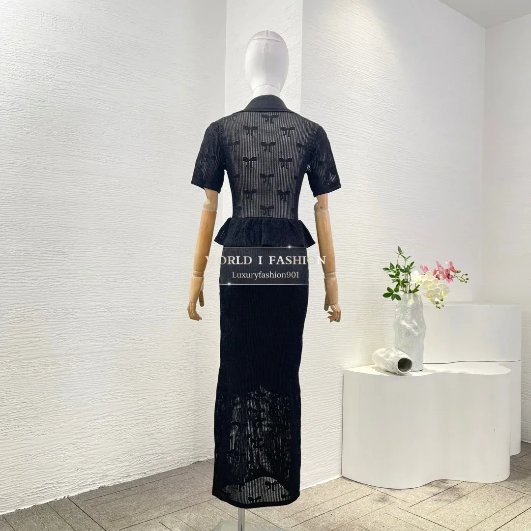 

Mermaid Midi Dress 2025 Black Short Sleeve Wasp Waist