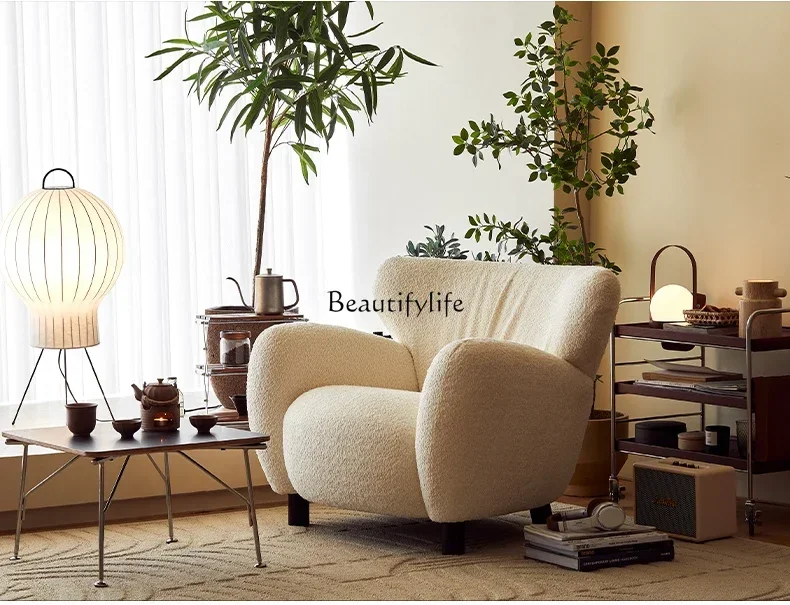Sofa chair Nordic retro beech bedroom single sofa chair