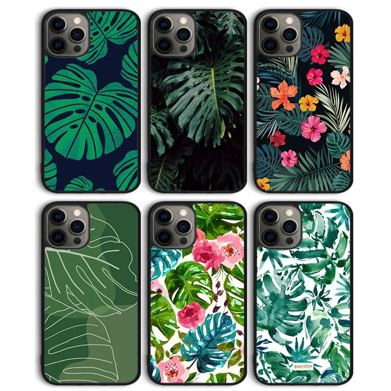 

Monstera Leaves Palm Tree Flowers Phone Case Cover for iPhone 17 Air 16 15 14 13 11 12 Pro Max PlusS Shell Coque