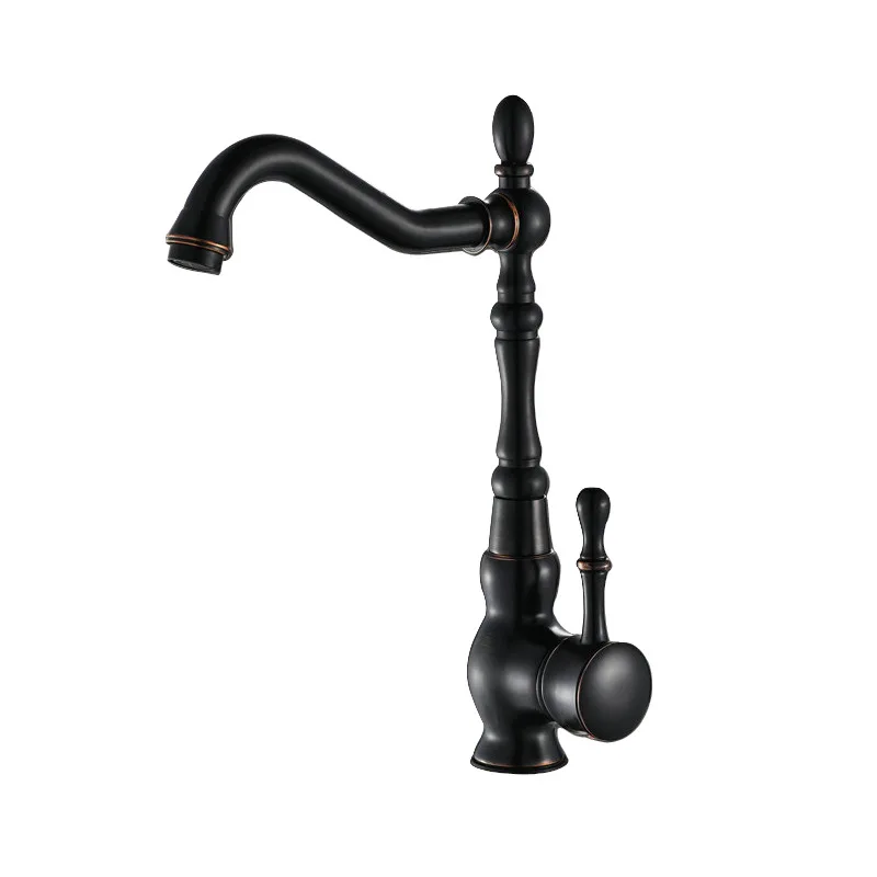 

All-copper black antique countertop basin, washbasin, hot and cold faucet, sitting kitchen sink, vegetable basin, mixed faucet