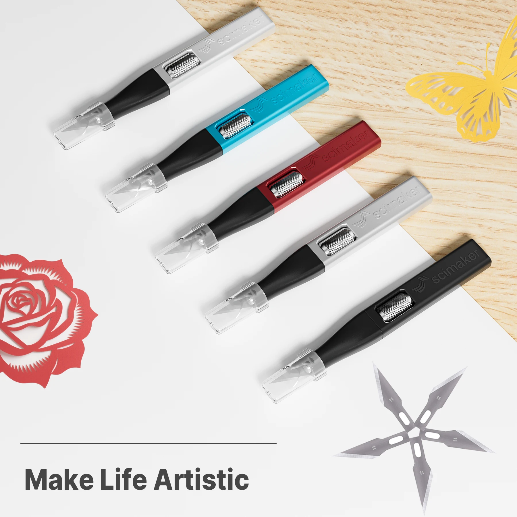 Scimaker HKA51 Precision Craft Knife with Blade Storage - Exacto Knife Hobby Knife with 5 Extra #11 Blades for Crafting DIY