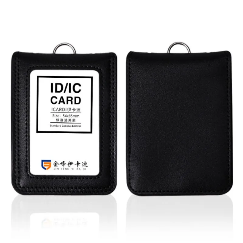 

High Quality Genuine Leather ID Card Set Sleeve Holder Badge Case Clear Bank Credit Card Clip Badge Holder Accessories