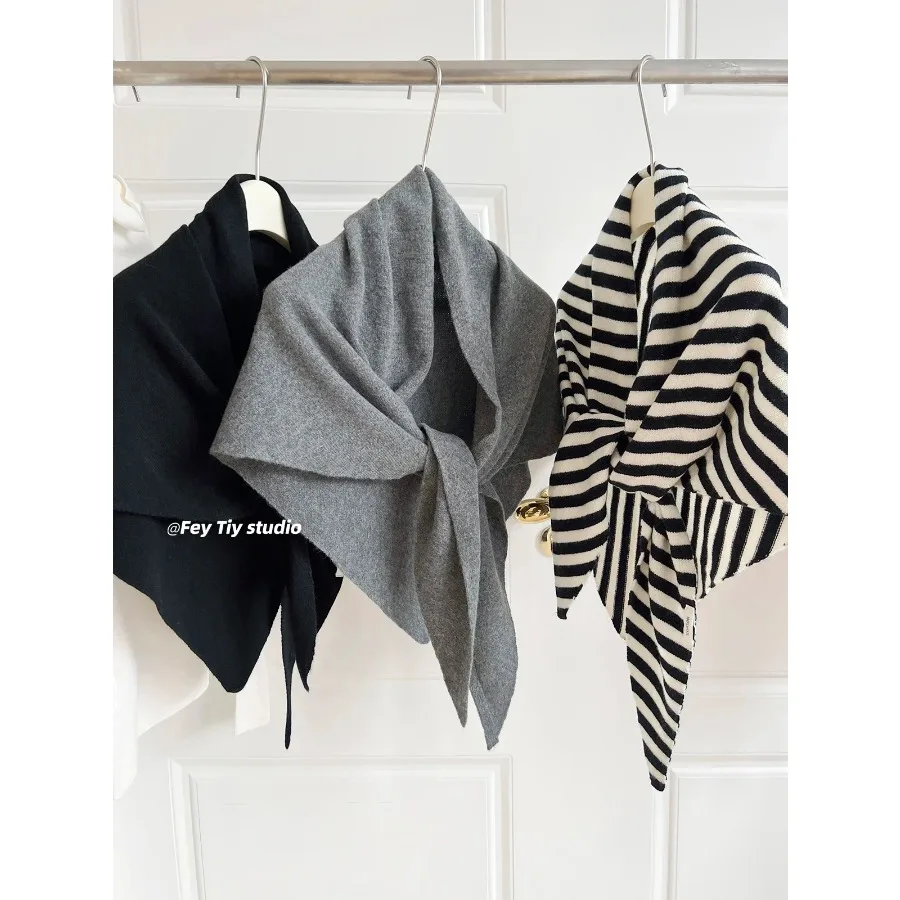 

100% Шерстяной Британский Треугольный Шарф Люкс: Универсальный, Суперкомфортный, Нежный, Теплый, Зимний, Женский, в Корейском Стиле