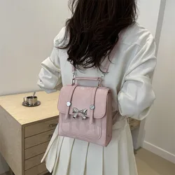 Women's Cute Small Backpack Backpack with Adjustable Strap Zipper Casual Shoulder Black Mobile Bag Shoulder Bag, Square Bag